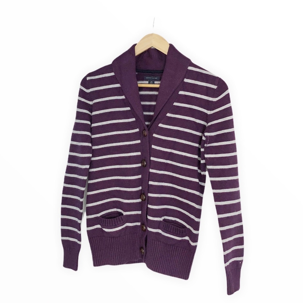 Tommy Hilfiger Thick Purple Gray Cardigan